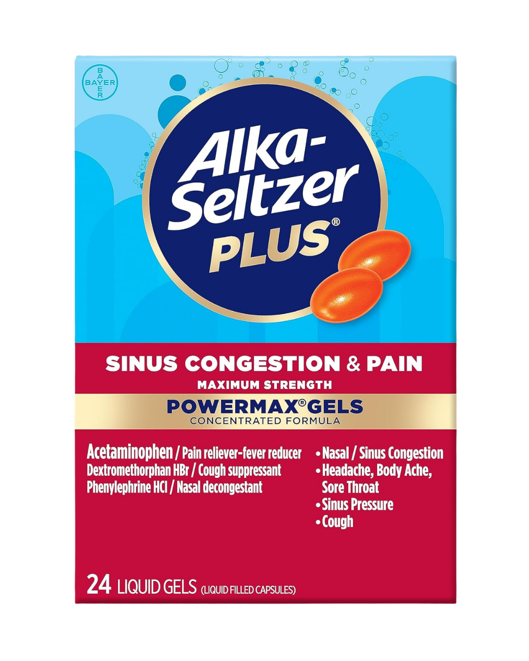 Alka-Seltzer Plus Powerfast Fizz Sinus Congestion & Pain Medicine, Effervescent Tablets, 24 Count