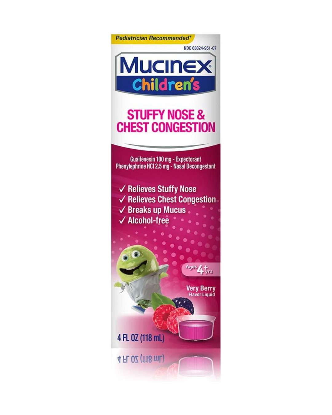 Mucinex Children's Stuffy Nose & Chest Congestion Relief, Kids Medicine, Very Berry Flavor, 4 fl oz