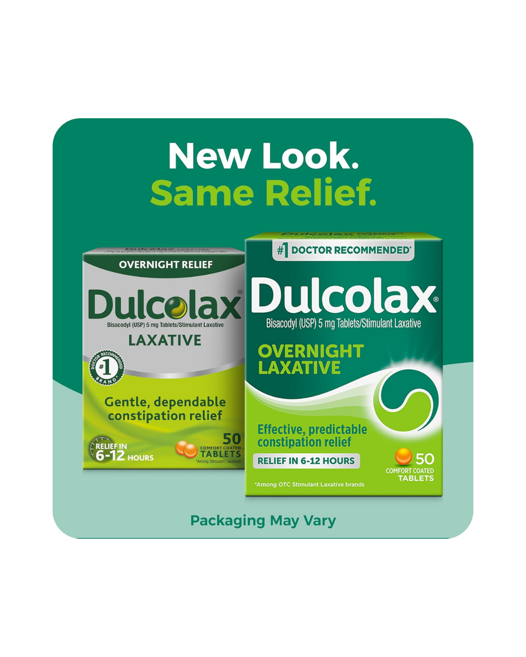 Dulcolax Stimulant Laxative Tablets, Predictable & Effective Constipation Relief, Relieves Straining & Bloating, Bisacodyl 5 mg, 50 Count