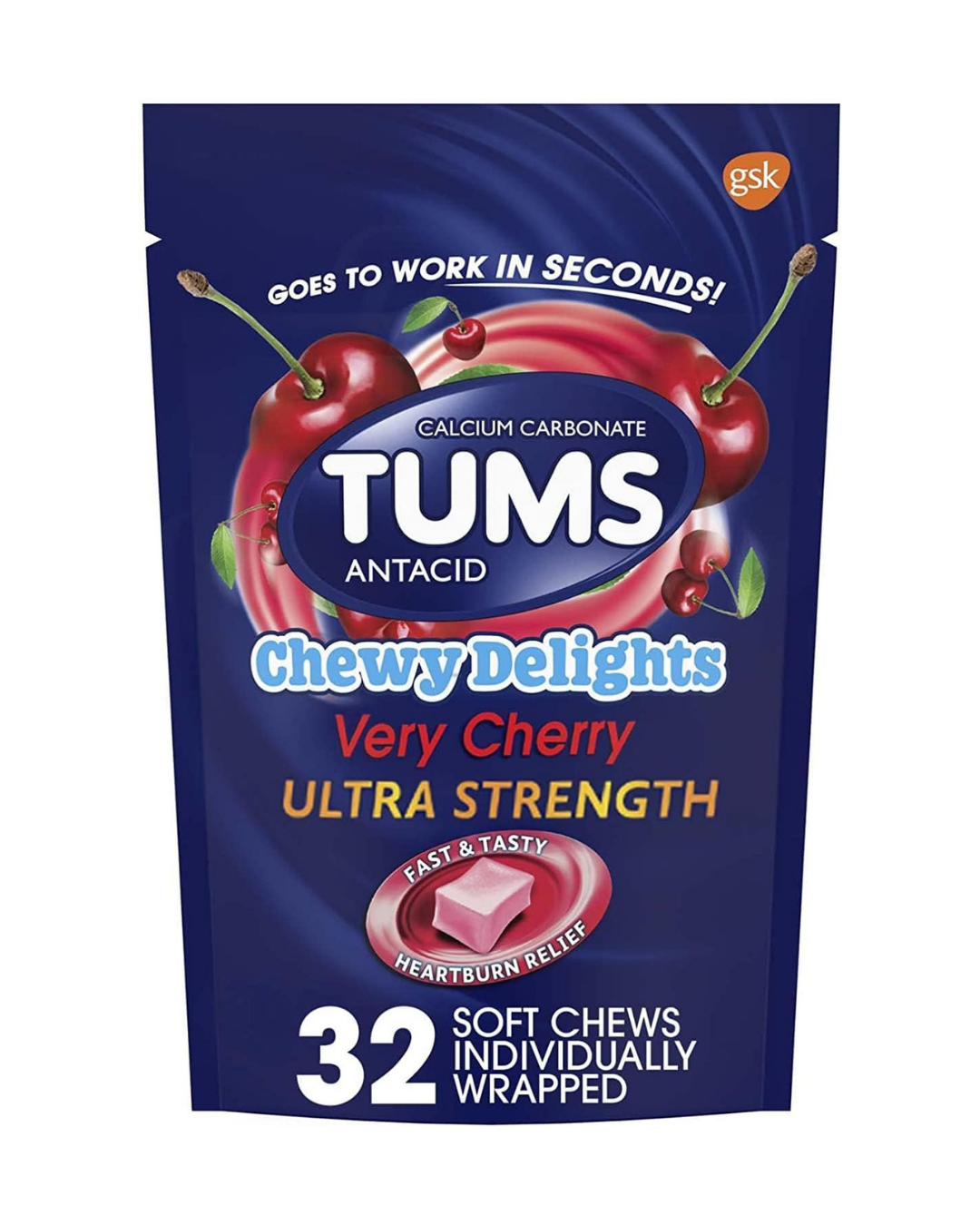 TUMS Chewy Delights Soft Chews Very Cherry 32count