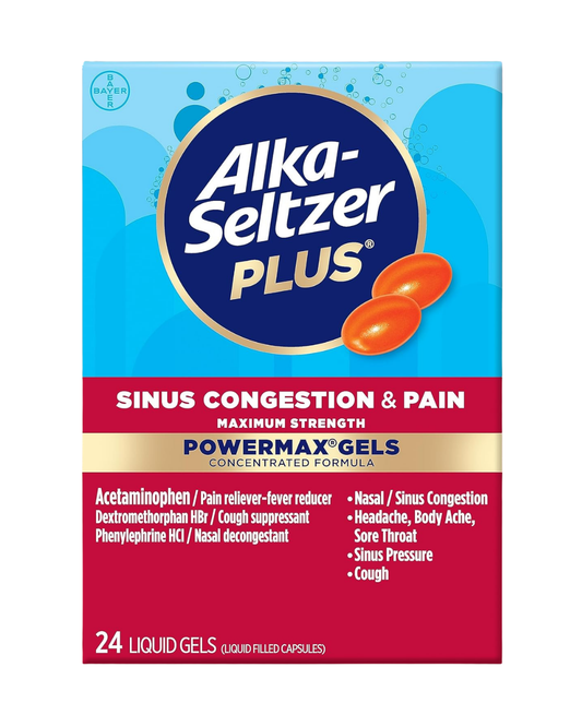 Alka-Seltzer Plus Powerfast Fizz Sinus Congestion & Pain Medicine, Effervescent Tablets, 24 Count