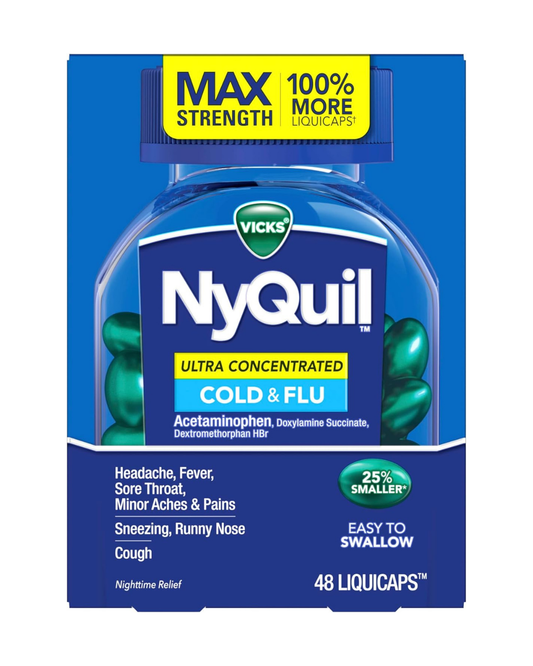 Vicks DayQuil Cold and Flu Ultra Concentrated Liquicaps, Cold Medicine for Adults, 48 Count