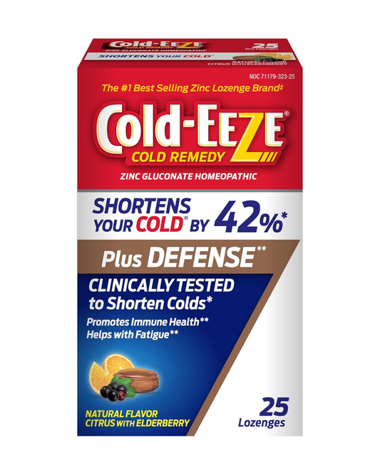 Cold-EEZE Plus Defense Lozenges, Natural Citrus with Elderberry, 25 Count