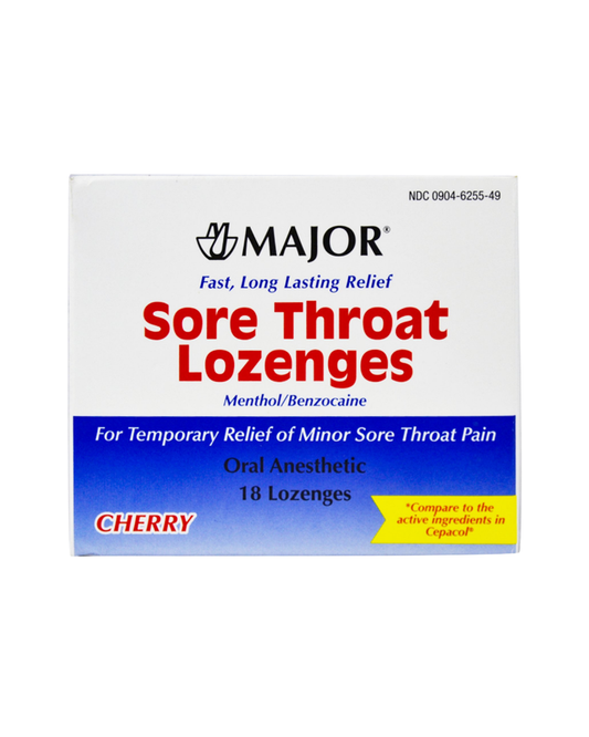 Major Sore Throat Loz Cherry Benzocaine-15 Mg Red 18 Lozenges