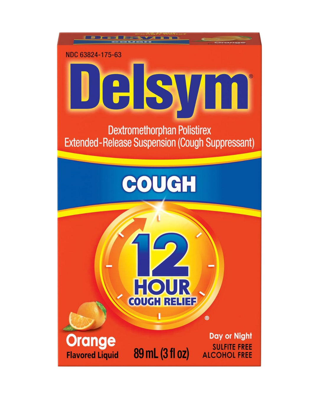 Delsym Adult 12 Hour Cough Relief Liquid Medicine, Orange Flavor, 3 fl oz
