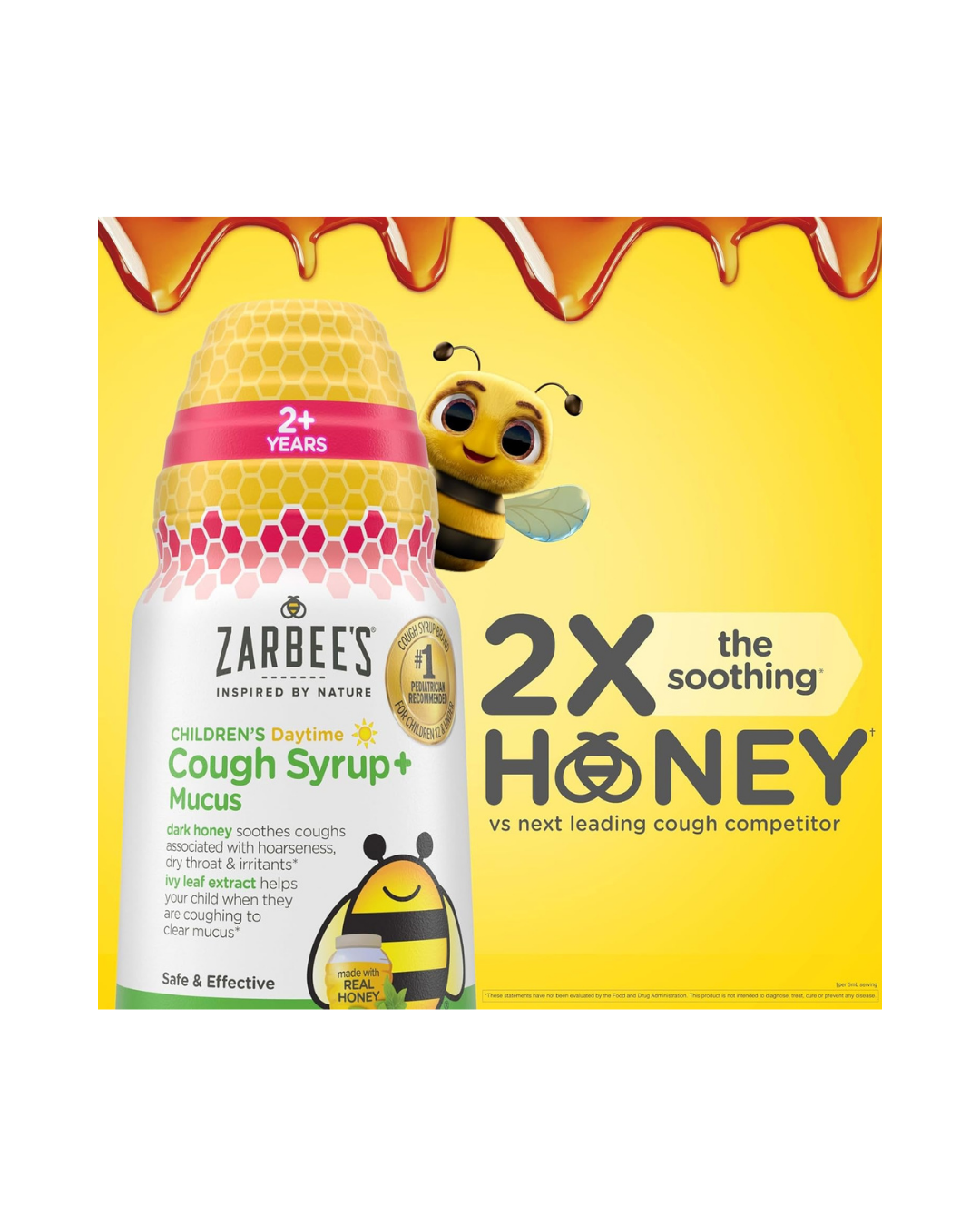 Zarbee's Children's Daytime Honey Cough Syrup + Mucus, Berry, 4 fl. oz