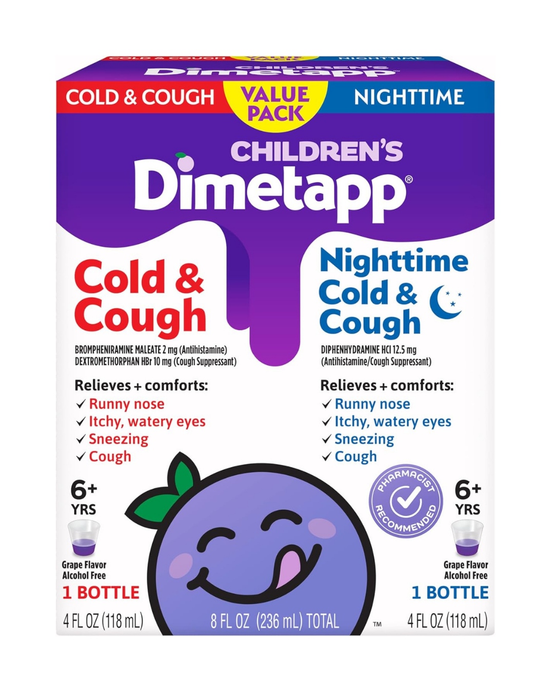 Children’s Dimetapp Cold & Cough + Nighttime Cold & Cough Value Pack, 4 fl oz EA
