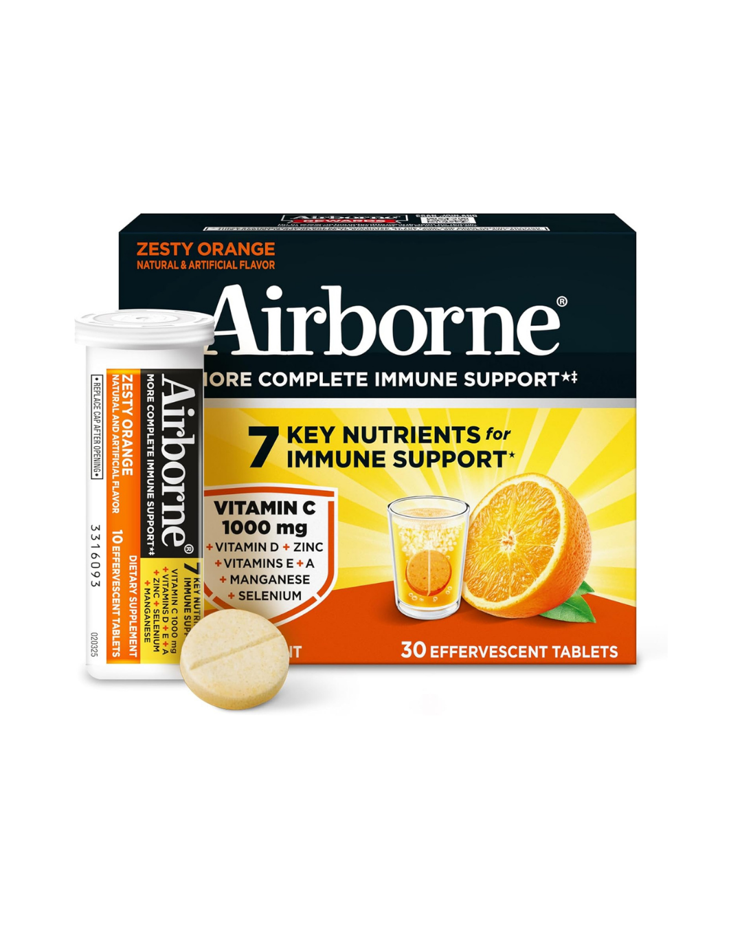 Airborne 1000mg Vitamin C with Vitamin D & Zinc - Sugar Free