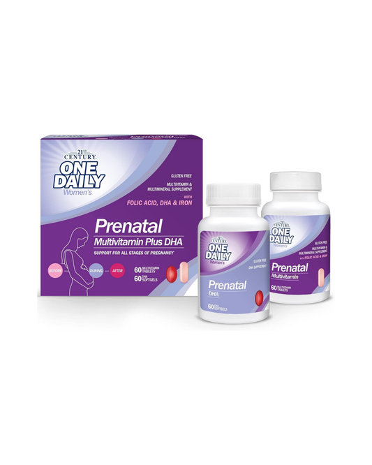 21st Century 2-Step Prenatal Multivitamin + DHA Tablets, 120 Count