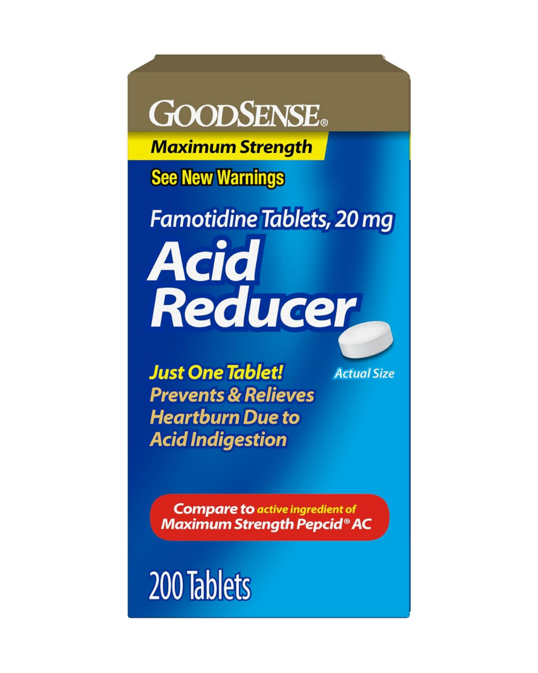 GoodSense Maximum Strength Famotidine Tablets, 20 mg, Acid Reducer, Heartburn Relief