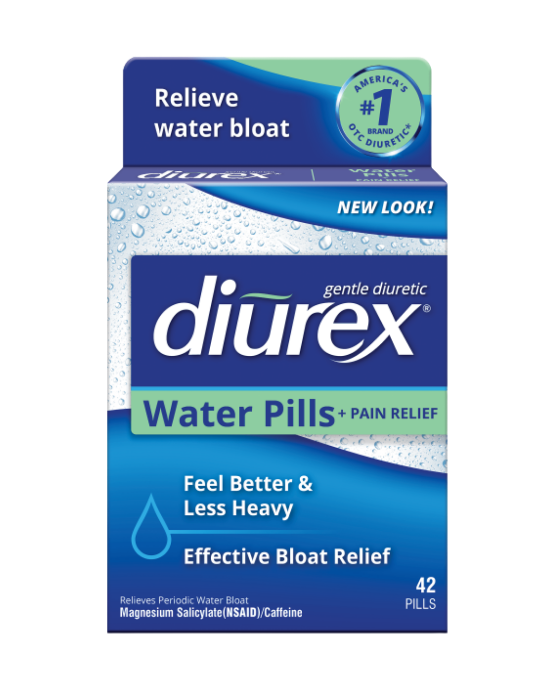 Diurex Water Pills + Pain Relief - Relieve Water Bloat, Cramps, & Fatigue - 42 Count