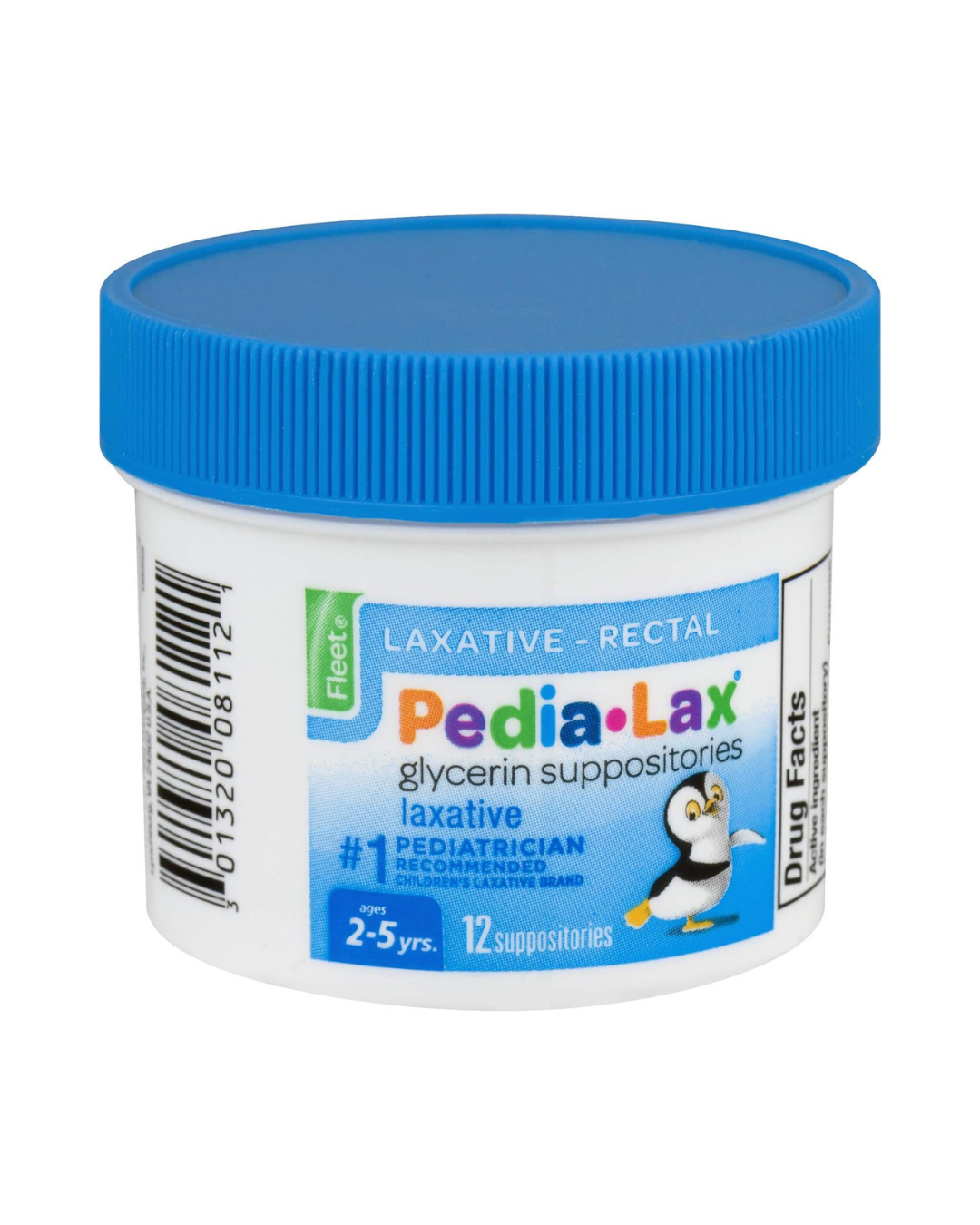 Pedia-Lax Laxative Glycerin Suppositories for Kids, Ages 2-5, 12 Count