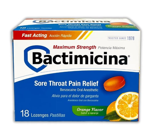 Cold Meds, Throat Lozenges Max Strength 18’s (Bactimicina)