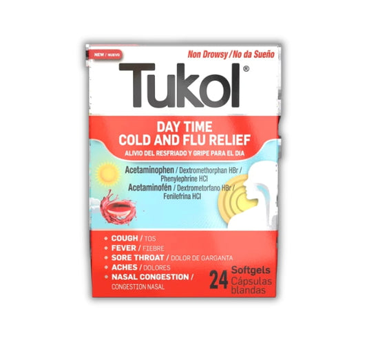 Cold Meds, Cold n Flu Relief Day Time 24-Softgels (Tukol)